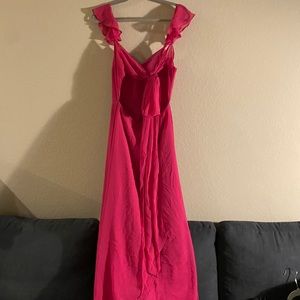Slitted fuchsia dress